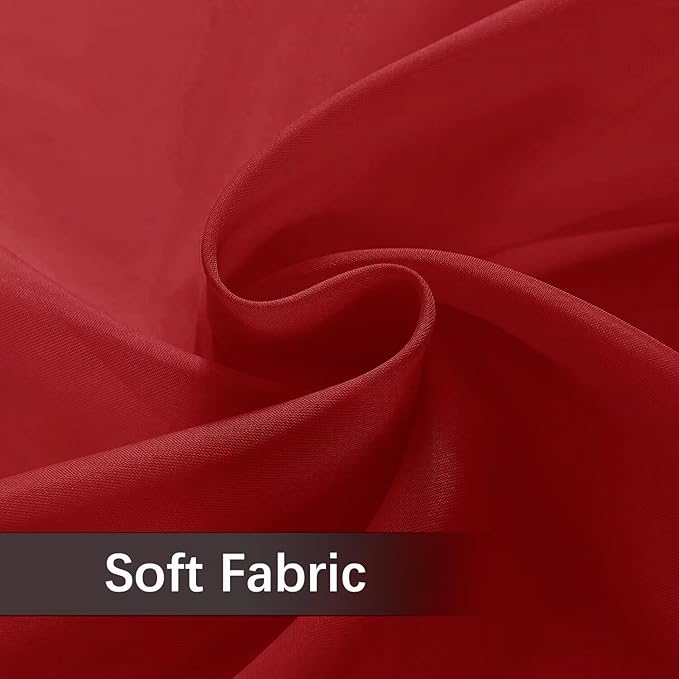 youleyar Solid Sheer Rod Pocket Curtain Voile Draperies 2 Panels White Beige Black Grey Ivory 52 Inch Width 63 Inch Long 1 Pair for Kitchen Bedroom Children Living Room Yard (Christmas Red,52Wｘ63L)