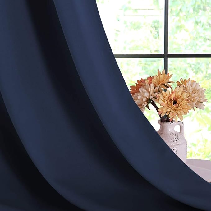 NICETOWN Blackout Curtain Panels, Navy, 1 Pair, 42 by 80-inch, Window Treatment Energy Saving Thermal Insulated Solid Grommet Blackout Drapes/Draperies