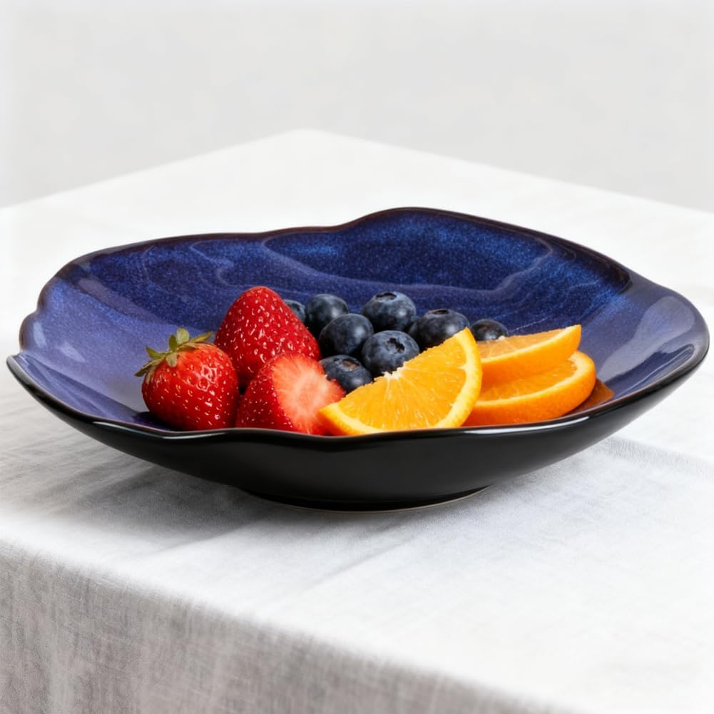 Blue Ceramic Decorative Bowl –8.3" Small Trinket Dish, Fruit Bowl, Candy Dish, Key Bowl for Entryway Table, Jewelry & Ring Dish, Porcelain Catchall Dish for Kitchen, Bedside, Living Room Home Decor