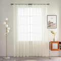 SpaceDresser Basic Rod Pocket Sheer Voile Window Curtain Panels White 1 Pair 2 Panels 70 Width 63 Inch Long for Kitchen Bedroom Children Living Room Yard(Ivory,70 W x 63 L)