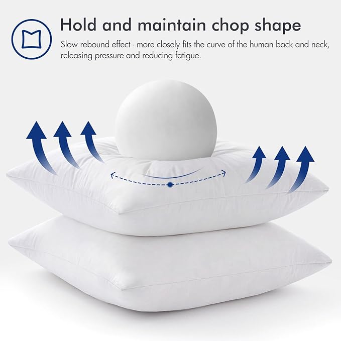 MIULEE Pillows Standard Size Set of 2 Down Feather Throw Pillows for Couch Sofa Bed, Decorative Fluffy Cotton Fabric Inserts,White 20x26
