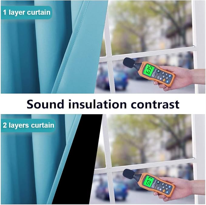 NICETOWN 100% Blackout Curtains 45 inches Long, Teal Blue, 1 Pair, 42 inches Width Each Panel, 2 Thick Layers Completely Blackout Window Treatment Thermal Insulated Lined Drapes for Small Window