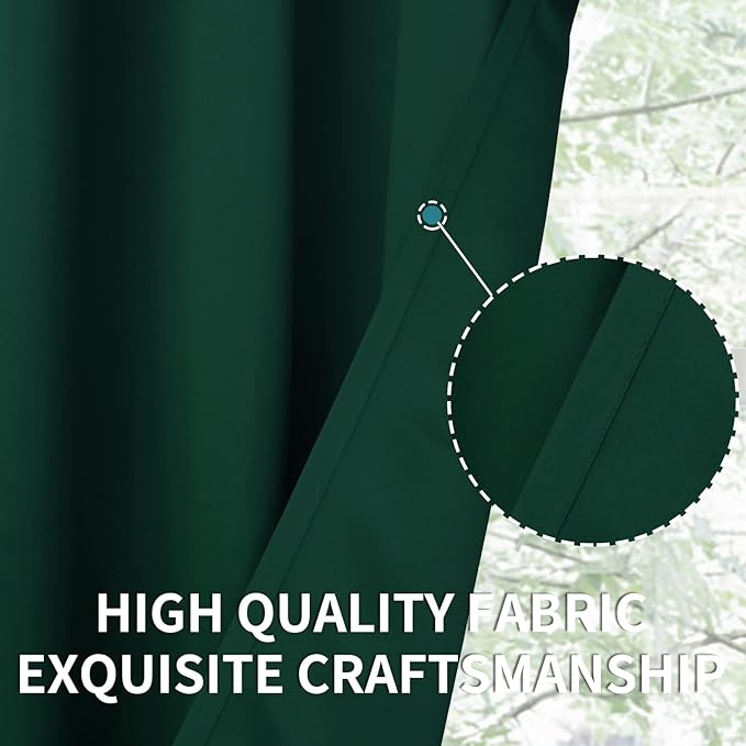 BGment Green Blackout Curtains 72 Inch Length 2 Panels Set, Grommet Thermal Insulated Room Darkening Curtains for Bedroom, Each 46 x 72 Inch