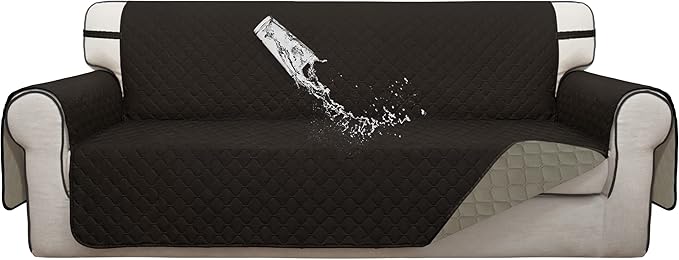 ISSUNTEX Double Protection 100% Waterproof Sofa Covers for Living Room, Reversible Couch Covers for 3 Cushion Couch Sofa, Furniture Protector Sofa Cover for Pets (X Large, Chocolate/Beige)