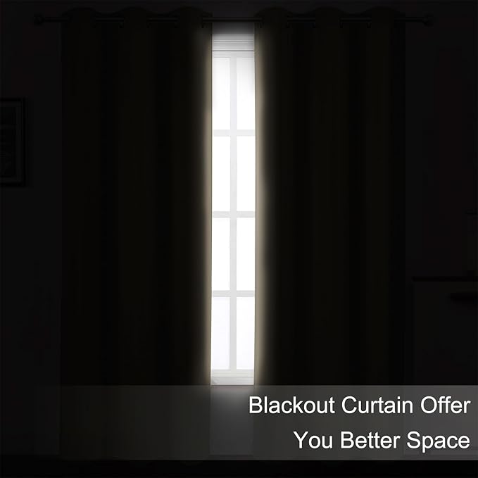 LEMOMO Khaki Thermal Blackout Curtains/38 x 84 Inch/Set of 2 Panels Room Darkening Curtains for Bedroom