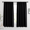 RYB HOME Blackout Curtains for Bedroom Living Room 63 inches Long, Thermal Insulated Privacy Rod Pocket Drapes for Nursery Office Home Theater, Width 42 by Length 63, Black, 2 Panels