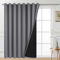 Yakamok Total Blackout Extra Wide Patio Sliding Door Curtains, Grommet Thermal Insulated Blind Curtains, Sliding Glass Door Panel for Living Room/Space Room Divider, Grey, W100 x L96, 1 Panel