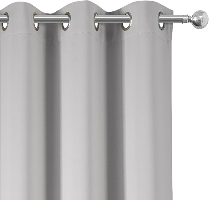 LEMOMO Blackout Curtains 66 x 72 Inch Long Light Grey Curtains Set of 2 Panels Room Darkening Curtains for Bedroom and Living Room