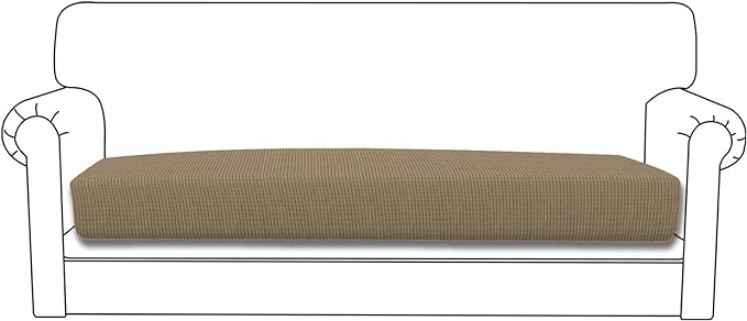 Easy-Going Stretch Cushion Cover Sofa Cushion Furniture Protector Sofa Seat Sofa slipcover Sofa Cover Soft Flexibility with Elastic Bottom(Oversized Sofa Cushion,Tan)