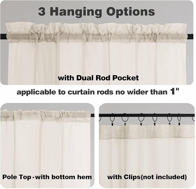 Chyhomenyc Cream Sheer Curtains 63 Inches Long 2 Panels, Light Filtering Bright Lightweight Curtains for Living Room, Soft Gentle Voile Rod Pocket Bedroom Window Drapes, 59Wx63L Inch, 2PCS