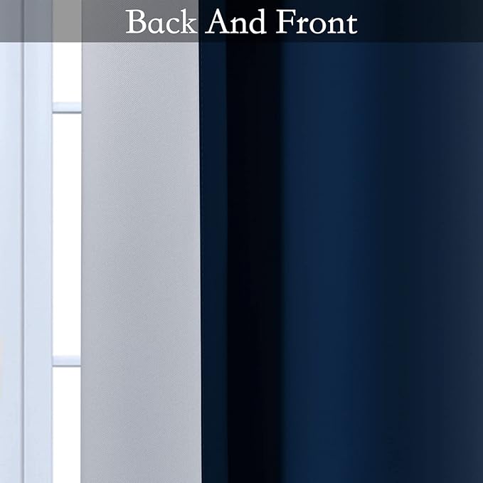 SimpleHome Ombre Room Darkening Curtains for Living Room, Light Blocking Gradient Blue to Greyish White Thermal Insulated Grommet Window Curtains/Drapes for Bedroom, 2 Panels, 52x96 inches Length