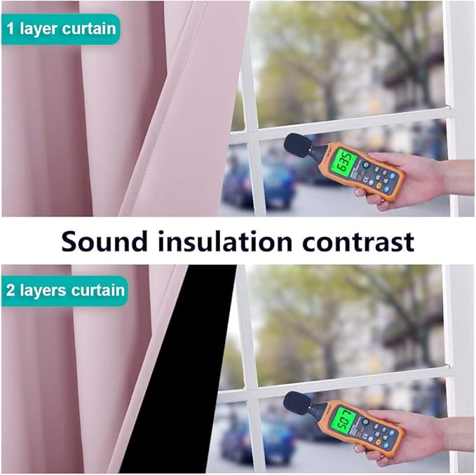 NICETOWN Full Shading Curtains for Windows, Baby Pink, Pack of 2, 62 inches W x 95 inches L, Super Heavy-Duty Black Lined Blackout Curtains for Bedroom, Privacy Assured Window Treatment