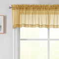Gold Valances for Windows, Gold Sheer Curtains 14 Inch Length 2 Pack Kitchen Drapes, Modern Solid Mini Small Window Curtains for Cafe Bathroom Basement, Each 42" Wx14 L Inches
