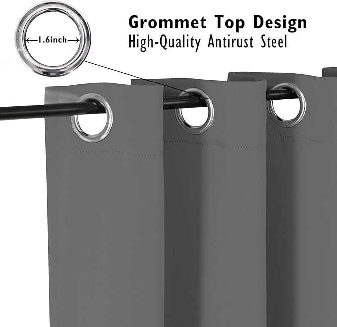 ChrisDowa Blackout Curtains 84 inches Long for Bedroom - 2 Panels Set Grommet Thermal Insulated Room Darkening Curtains for Living Room (Grey, 52 x 84 Inch)