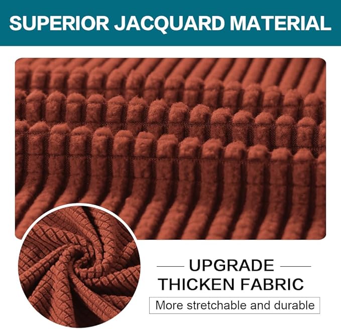 Turquoize 3 Piece Sofa Covers for 2 Cushion Couch Sofa Slipcover Soft Couch Cover for Dogs-Washable Sofa Furniture Covers with 2 Individual Cushion Covers, Feature Fabric (2 Cushion Sofa, Rust)