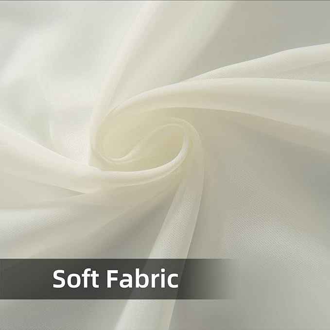 youleyar Solid Sheer Rod Pocket Curtain Voile Draperies 2 Panels White Beige Black Grey Coffee 52 Inch Width 108 Inch Long 1 Pair for Kitchen Bedroom Children Living Room Yard(Ivory,52Wｘ108L)