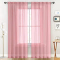 SpaceDresser Sheer Voile Window Treatment Rod Pocket Curtain Panels for Kitchen Bedroom Living Room Drapes Sunlight Filtering Privacy Semi Home Decor Assorted Colors Sizes (Blush, 52 W x 45 L)