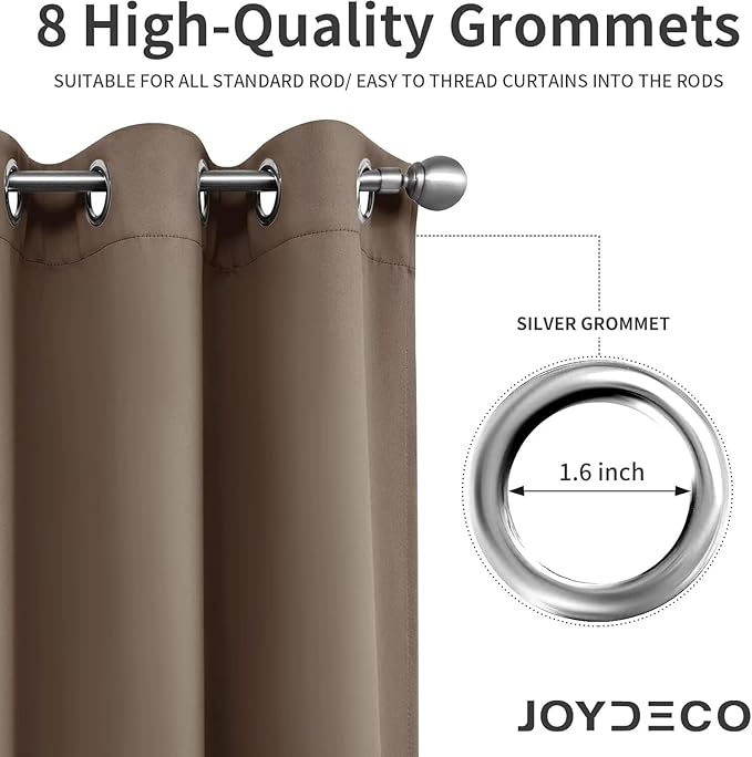 Joydeco Blackout Curtains for Bedroom 72 inch Long 2 Panels, Thermal Insulated Room Darkening Curtains with Grommets, Soft Window Drapes for Living Room (W52 x L72 Inch, Khaki)