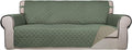 PureFit Reversible Quilted Sofa Cover, Water Resistant Slipcover Furniture Protector, Washable Couch Cover with Non Slip and Elastic Straps for Kids, Dogs, Pets (Sofa, Greyish Green/Beige)