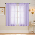 Window Sheer Curtains 45 Inches Length, Voile Short Curtains for Living Room Bedroom, Modern Soft Window Drapes 2 Panels Set, Top Dual Rod Pocket Design, Lavender, 2x42Wx45L Inches