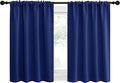 NICETOWN Kitchen Curtains, Short Blackout Drapes, Navy Blue, 34 in x 40 in (W x L), Set of 2, Thermal Insulated Rod Pocket Window Treatment Draperies for Nursery