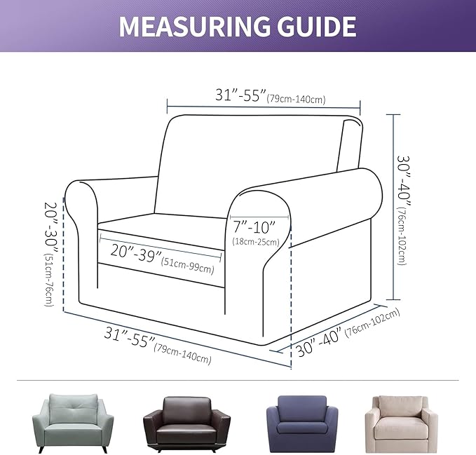 Joccun Stretch Chair Couch Cover,1-Piece Sofa Slipcover Spandex Jacquard Fabric Sofa Covers with Elastic Bottom,Washable Furniture Protector for Dogs,Cats,Kids(Armchair, Wide 35" - 55",Niagara)
