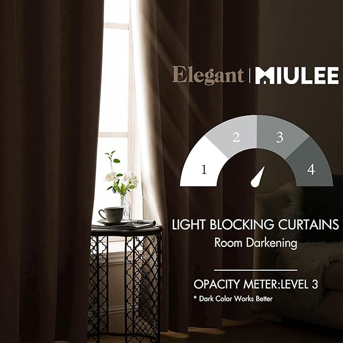 MIULEE Blackout Curtains for Bedroom Living Room Thermal Insulated Room Darkening Grommet Top Solid Light Blocking Drapery Set of 2 Window Panels 52 x 105 Inches Beige