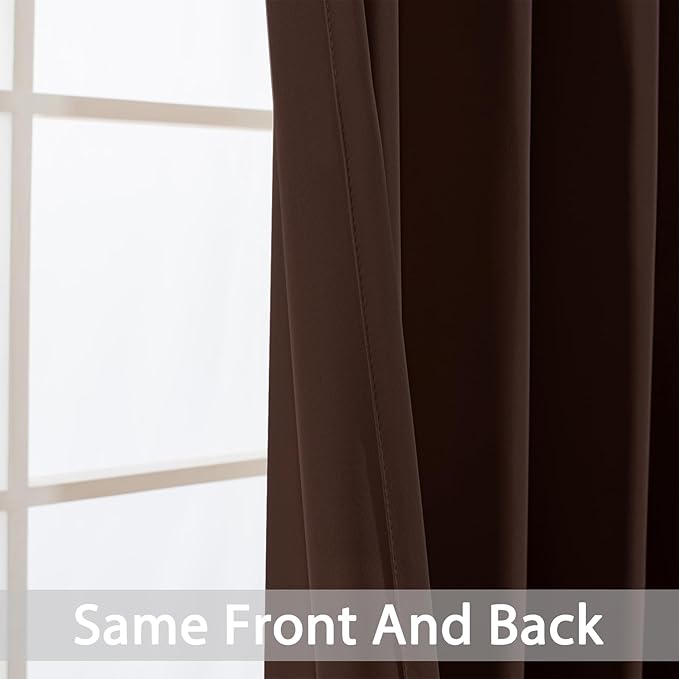 Yakamok Premium Room Darkening Thermal Insulated Curtains for Bedroom/Living Room - Classic Grommet Top (2 Panels, Chocolate Brown, 38 Inch by 63 Inch)