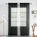 SpaceDresser Sheer Voile Window Treatment Rod Pocket Curtain Panels for Kitchen Bedroom Living Room Drapes Sunlight Filtering Privacy Semi Home Decor Assorted (Black, 52 W x 45 L)
