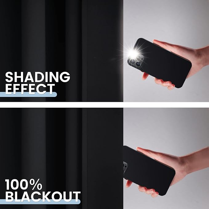 SimpleHome 100% Blackout Curtains for Bedroom,Thermal Insulated Grommet Window Drapes Room Darkening Black Curtains for Living Room with Black Back,42 x 84 Inch,2 Panels