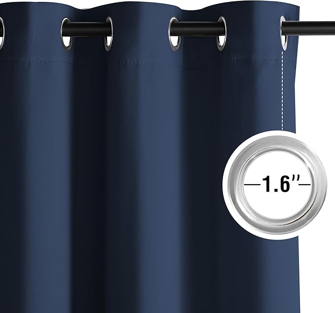 NICETOWN Navy Blue Blackout Draperies Heat Insulated Curtain 95 inch - Extra Long Thermal Insulated Shades for Bedroom, Living Room, Yard, Laundry, Pantry, Garage - 1 Pair, W52 x L95