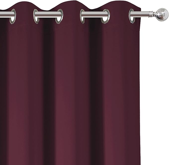 LEMOMO Blackout Curtains 66 x 84 inch/Burgundy Red Curtains Set of 2 Panels/Thermal Insulated Room Darkening Bedroom Curtains