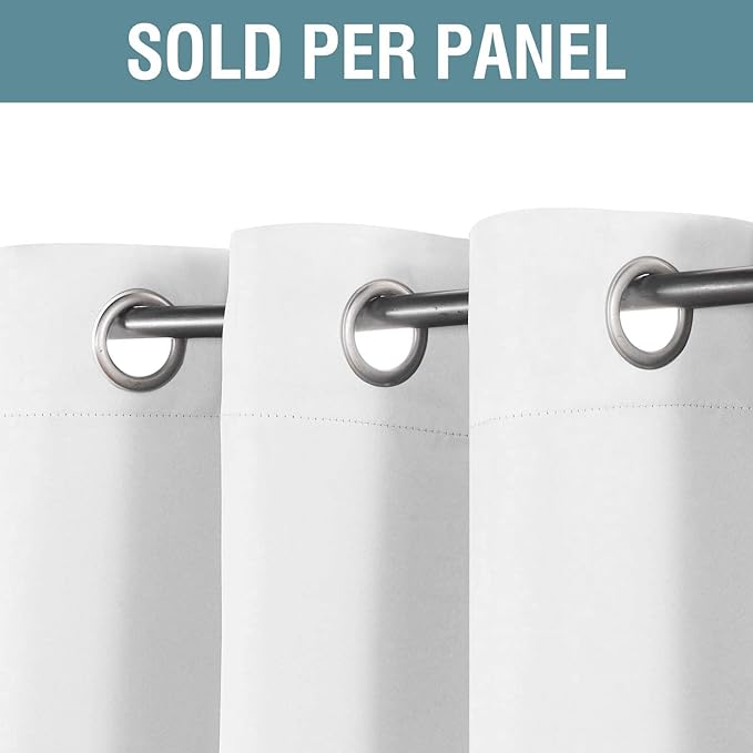 H.VERSAILTEX Pure White Curtain for Living Room Thermal Insulated Window Treatment Curtain 54 inch Length Energy Saving Solid Grommet Top Room Darkening Drape, One Panel, 52" W x 54" L