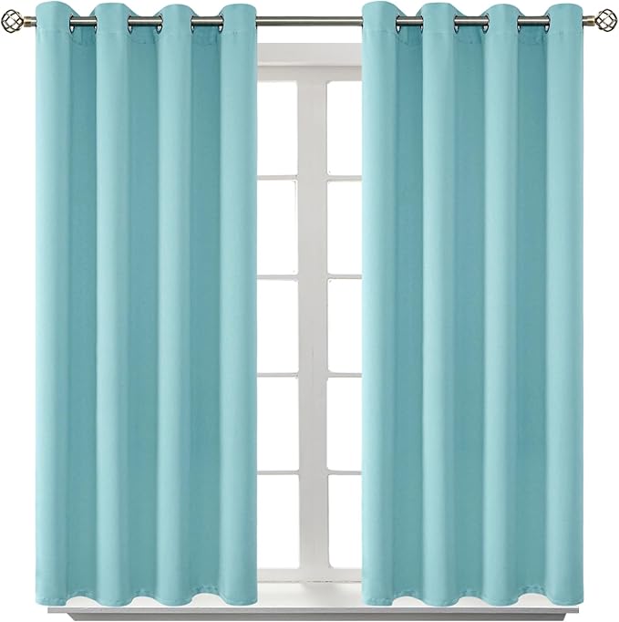 BGment Blackout Curtains - Grommet Thermal Insulated Room Darkening Bedroom and Living Room Curtains, Set of 2 Panels (52 x 45 Inch, Baby Blue)