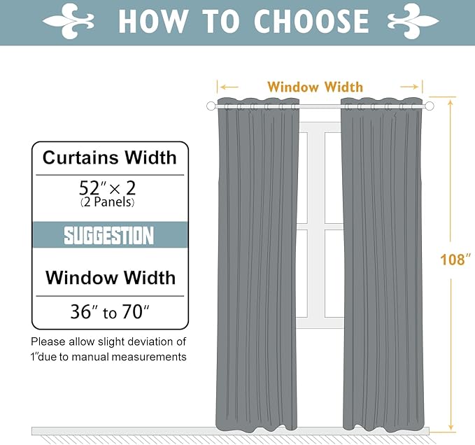 ChrisDowa Room Darkening Curtains 108 Inches Long 2 Panels Set for Living Room, Grommet Thermal Insulated Blackout Curtains for Bedroom (Beige, 52 x 108 Inch)