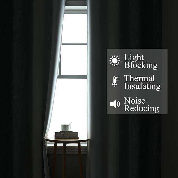 Estelar Textiler Grayish White and Grey Blackout Curtains for Living Room, Ombre Thermal Insulated Noise Reducing Blackout Drapes for Bedroom, Full Room Darkening Grommet Curtains, 52Wx54L, 2 Panels