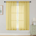 Sheer Curtains 63 Inch Length 2 Panels Set for Living Room Bedroom, Airy Soft Light Filtering Sheer Dining Room Curtains, Modern Rod Pocket Drapes, Yellow, Each 42" Wx63 L