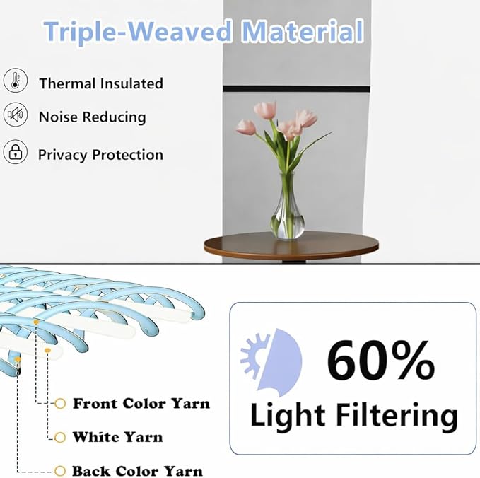 Simplebrand Ava Light Beige Light Filtering Curtains for Bedroom 72 Inch Length 2 Panels Set, Privacy Thermal Insulated Rod Pocket Door Window Curtains for Patio French Door Front Door, W40 x L72 Inch