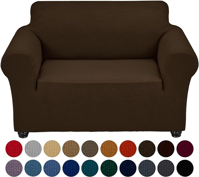 Joccun Stretch Chair Couch Cover,1-Piece Sofa Slipcover Spandex Jacquard Fabric Sofa Covers with Elastic Bottom,Washable Furniture Protector for Dogs, Cats, Kids (Armchair,Seal Brown)