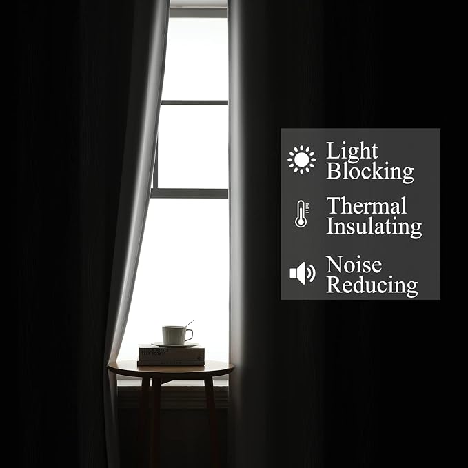 Estelar Textiler Ombre Greyish White and Black Blackout Curtains & Drapes 54 Inch Length 2 Panels for Bedroom, Thermal Insulated Full Light Blocking Grommet Blackout Drapes for Bathroom, 52Wx54L