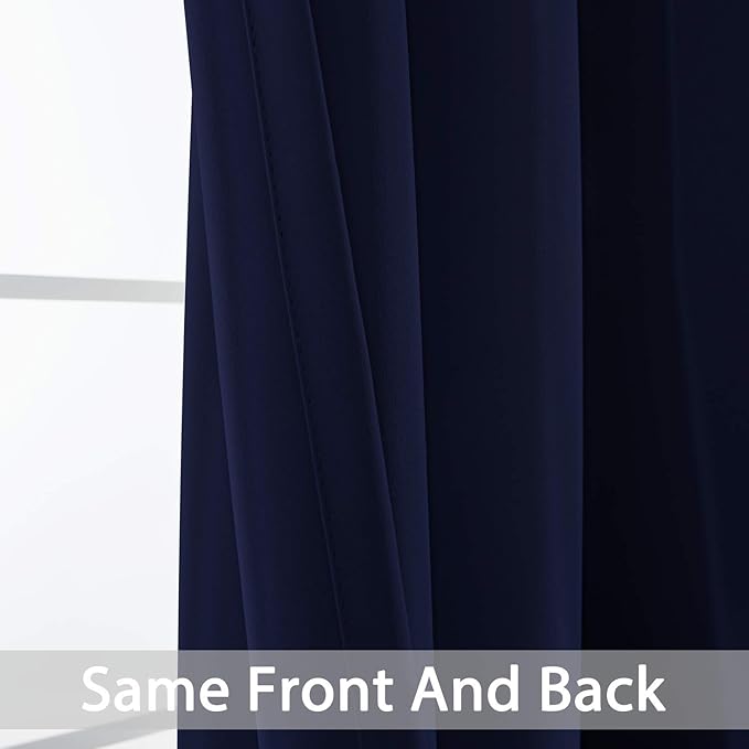 Yakamok 84 Inch Long Light Blocking Navy Blue Blackout Curtains, Room Darkening Thermal Insulated Blackout Drapes with Grommet for Bedroom (52x84Inch, 2 Panels)