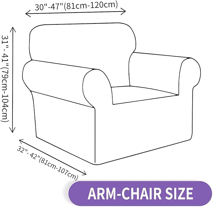 ZNSAYOTX Super Stretch Chair Slipcover (30"-47"), New Striped Sofa Chair Covers for Living Room, Dogs Pet Friendly Anti-Slip Chair Protector Spandex Armchair Slipcovers (Khaki, Chair)
