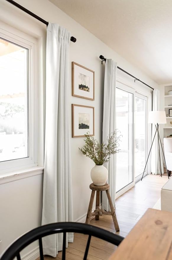100% Blackout Shield Linen Blackout Curtains for Bedroom 80 Inches Long, Back Tab/Rod Pocket Living Room Drapes, Thermal Insulated Blackout Curtains 2 Panels Set, 50" W x 80" L, Beige