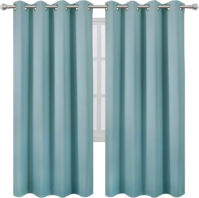 LEMOMO Stone Blue Thermal Blackout Curtains/52 x 72 Inch/Set of 2 Panels Room Darkening Curtains for Bedroom