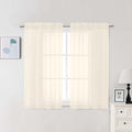 Chyhomenyc Cream Sheer Curtains 48 Inch Long, Light Filtering Solid Color Bedroom Window Sheer Curtain Panels, Elegant Short Curtains & Drapes for Living Room, 42Wx48L, 2 Panels