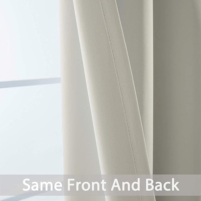 Yakamok Blackout Curtains Room Darkening Thermal Insulated Window Panels,Solid Grommet Top Drapes for Bedroom/Living Room(62Wx72L, Light Beige, 2 Panels)