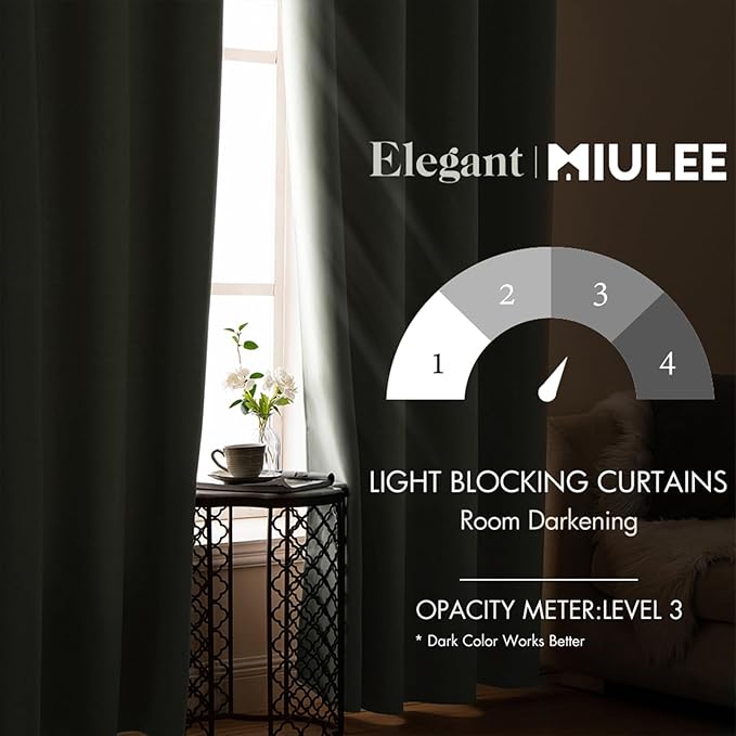MIULEE Room Darkening Curtains Thermal Insulated Drapes Solid Window Treatment Set Grommet Top Light Blocking Blackout Curtain for Living Room/Bedroom 2 Panels 66 x 84 inch Sage Green