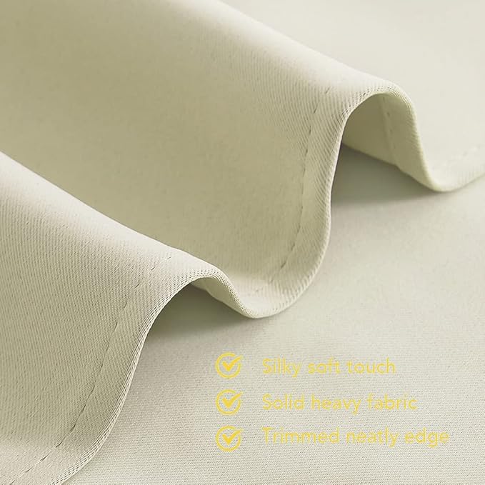 NICETOWN Blackout Beige Curtains 80 inch Long for Bedroom, Set of 2, W34 x L80, Thermal Insulated Solid Grommet Vertical Drapes Room Darkening Drapes for Living Room