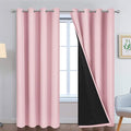 Yakamok Full Blackout Curtains 84 Inches Long,Blackout Curtain Panels for Bedroom, 2 Thick Layers Grommet Top Thermal Insulated Drapes with Black Liner for Living Room(Pink, Set of 2)