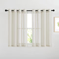 NICETOWN Kitchen Curtains Linen Burlap Drapes for Bedroom, Grommet Top Semi Sheer Privacy Window Treatment Light Filtering for Living Room, Natural, W52 x L45, Set of 2